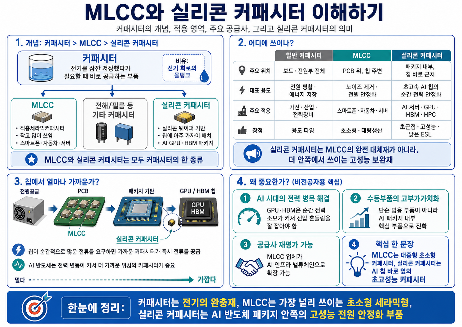 Conceptual diagram of MLCCs and silicon capacitors