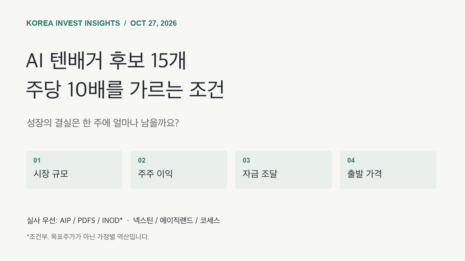 Featured image of post AI 텐배거 후보 15개, 주당 10배를 가르는 네 가지 조건